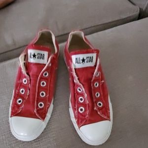 Red canvas sneakers mens size 3 womens size 5